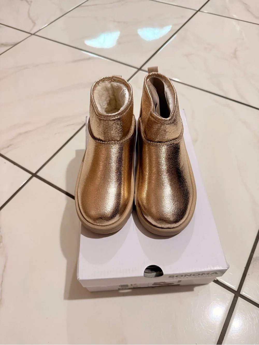 Sonoma Kids Metallic Rose Gold Cozy Ankle Boots